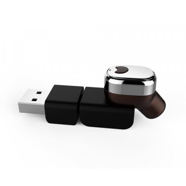 Wholesale Super Mini Small Tiny Bluetooth Headset with easy USB Charger (Brown)
